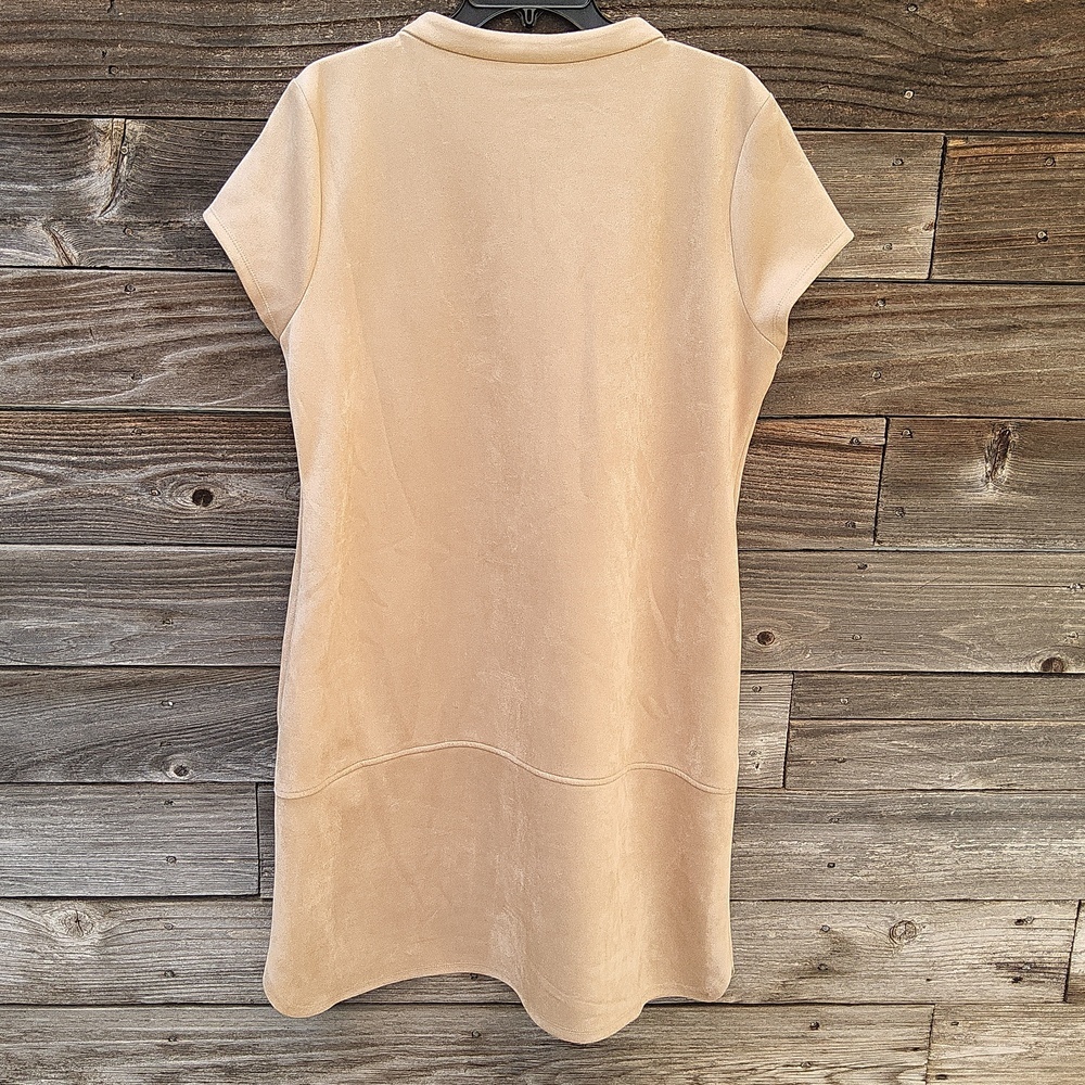 Andrew Marc Beige Suede Zip-Front Dress Size 16 - Picture 8 of 11